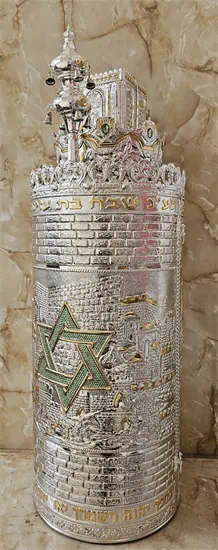 ציפוי כסף דגם 102 מגן דוד אבנים ירוק S12